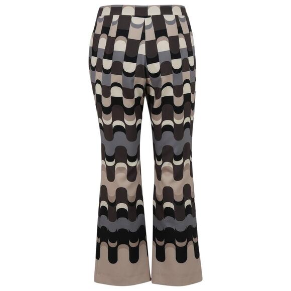 Maliparmi Italian Cropped/Flared Neo Modern Printed Pants in Neutral Tones, US 8 - Picture 2 of 12